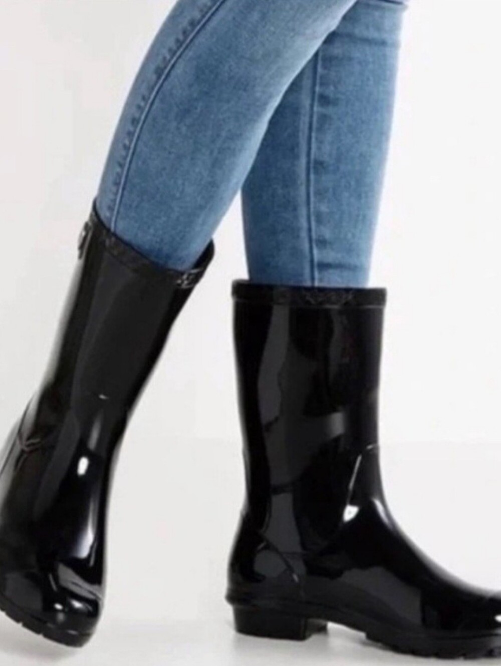 UGG Shaye Women Rain Boots Black Waterproof sz 9 boho fisherman preppy